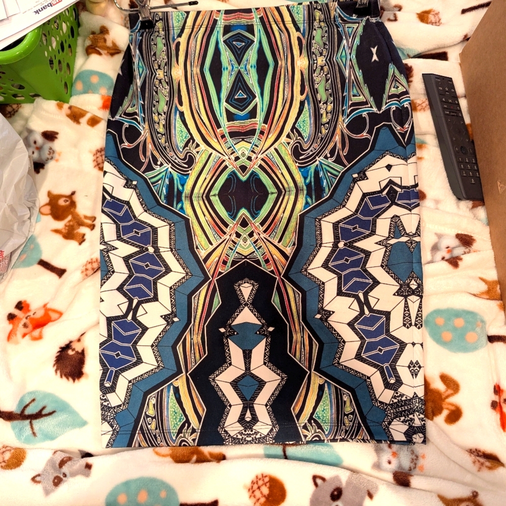 a'gaci Multicolor Geometric Pencil Skirt